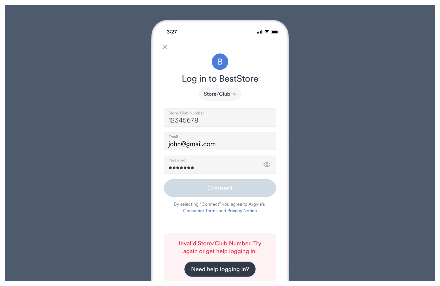 invalid_store_identifier Account Connection error