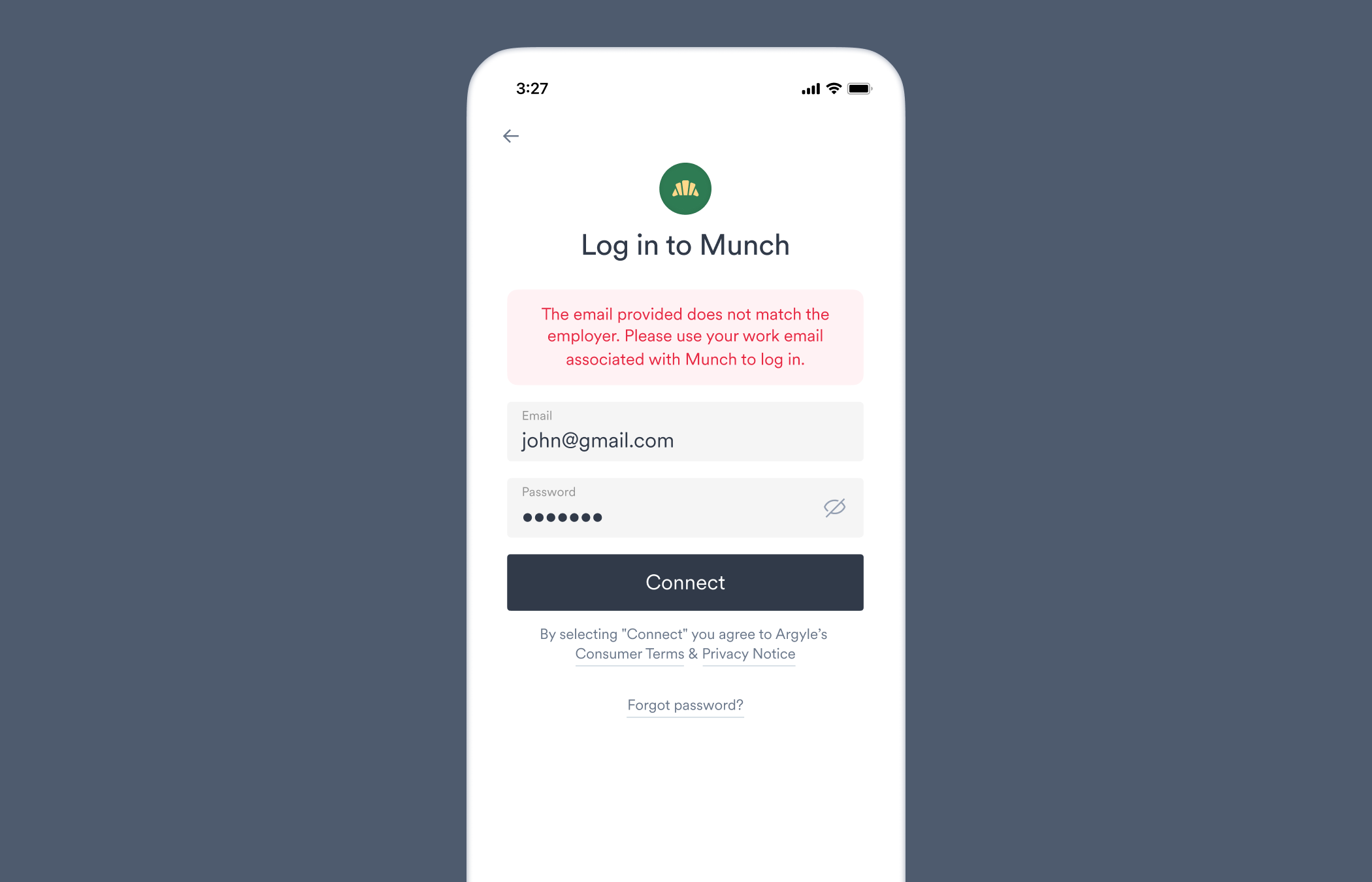 unrecognized_employer_email Account Connection error