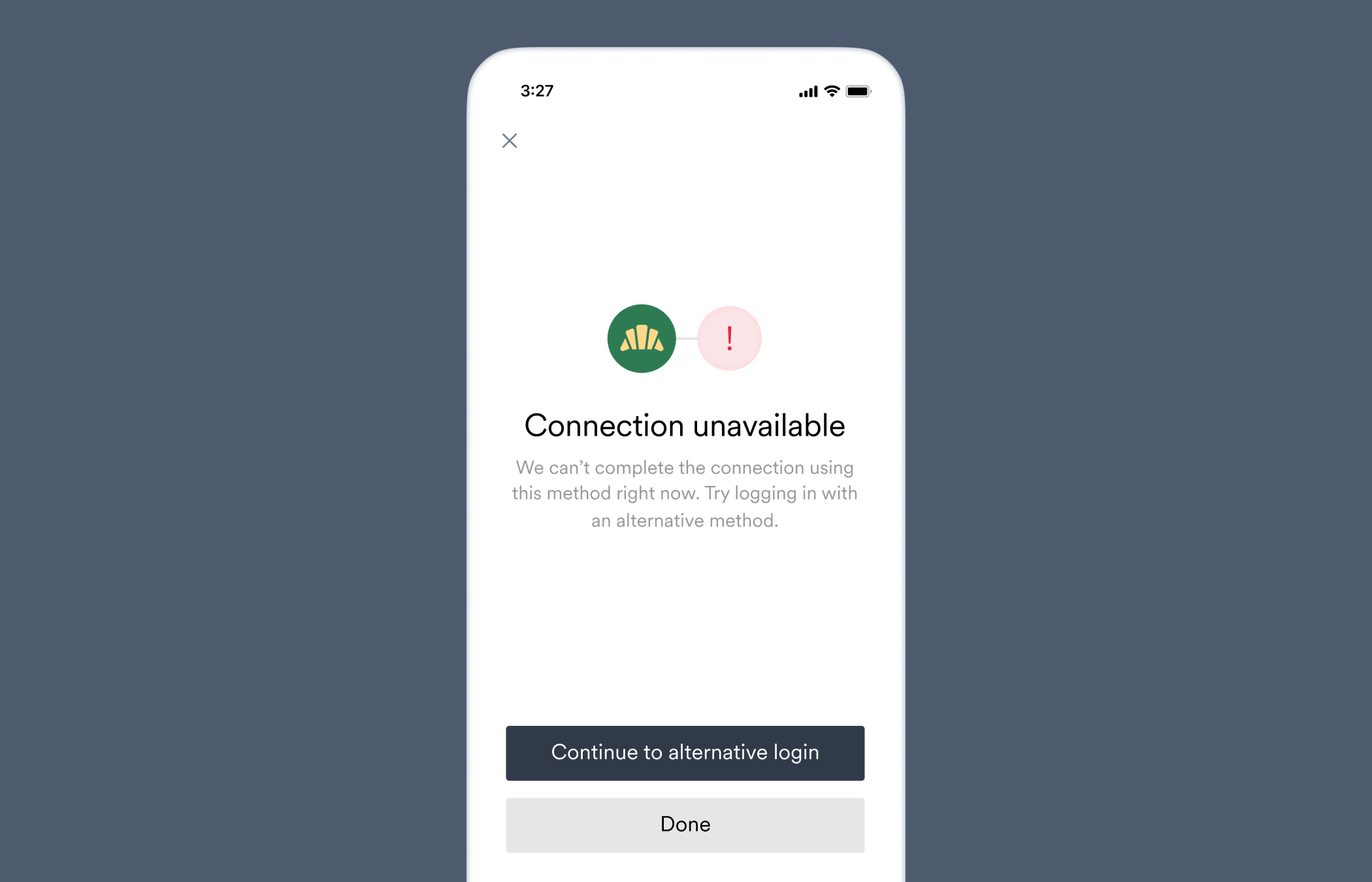 auth_method_temporarily_unavailable Account Connection error